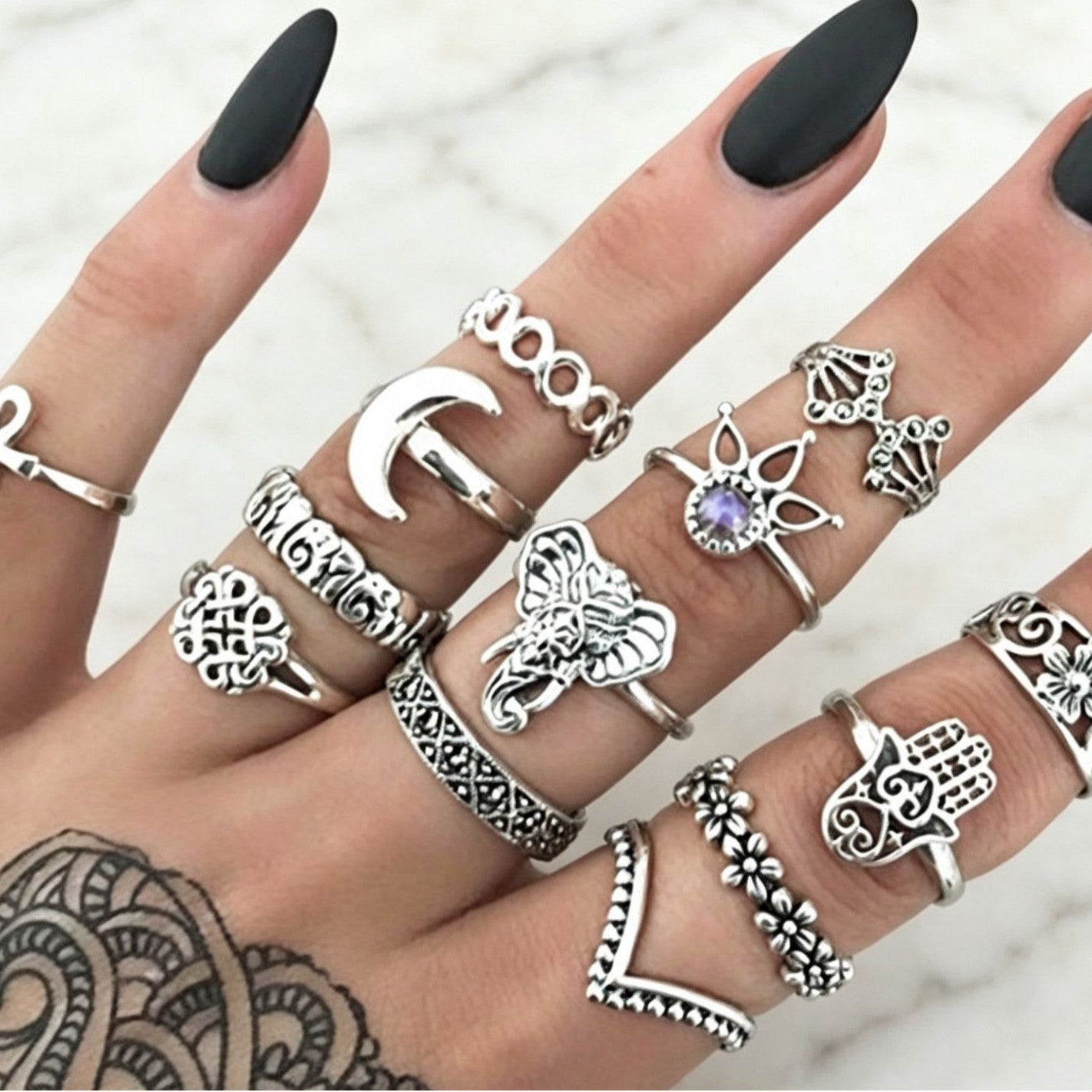 Unisex Crown Rings Set Of 13 Pieces Featuring Electroplated Alloy With Vintage Style