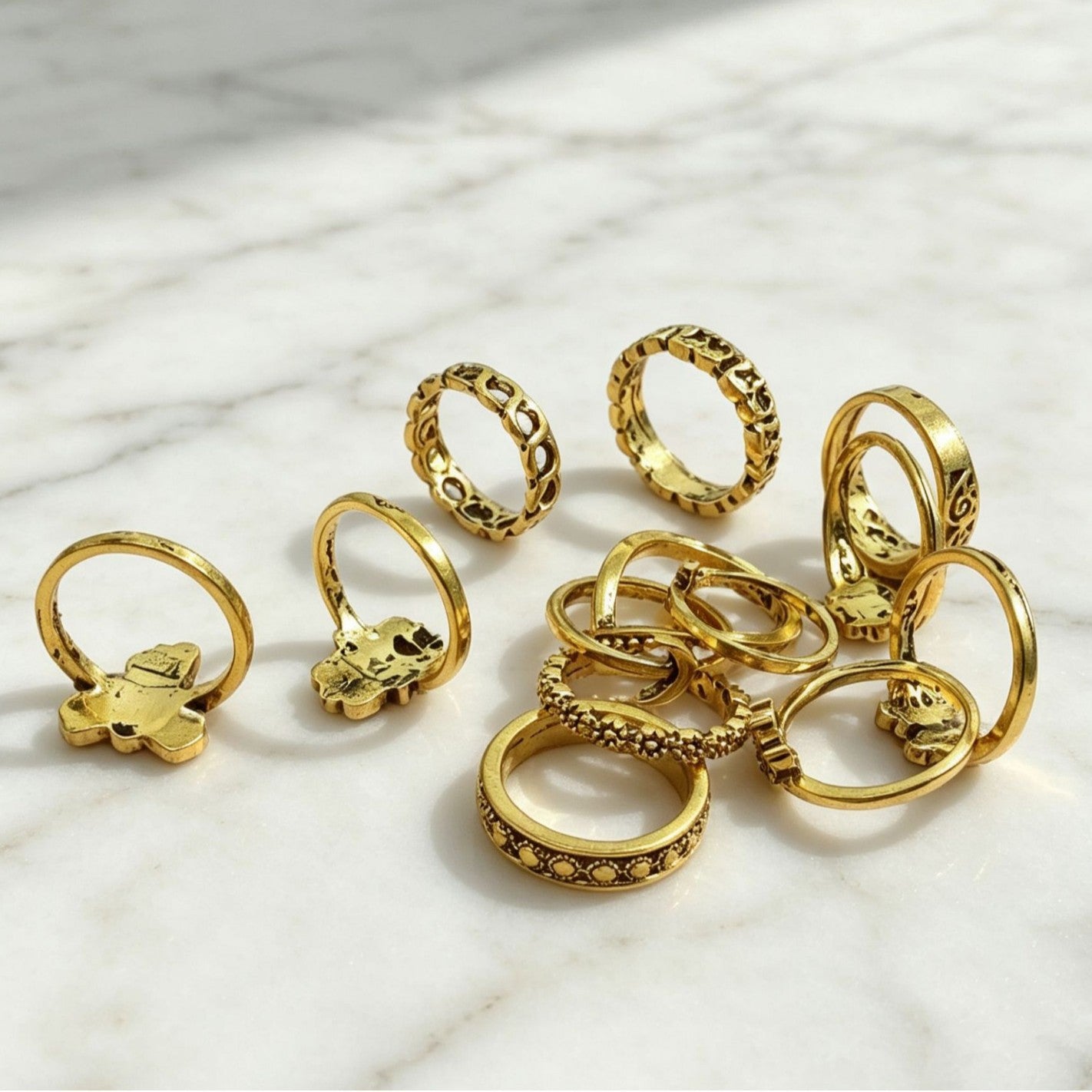 Unisex Crown Rings Set Of 13 Pieces Featuring Electroplated Alloy With Vintage Style