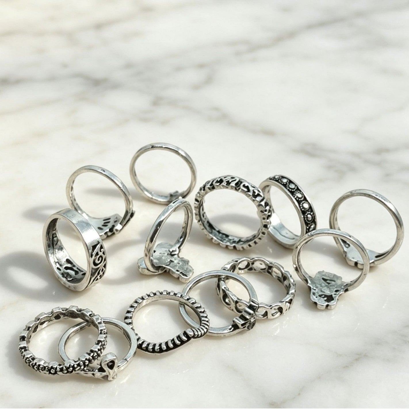 Unisex Crown Rings Set Of 13 Pieces Featuring Electroplated Alloy With Vintage Style