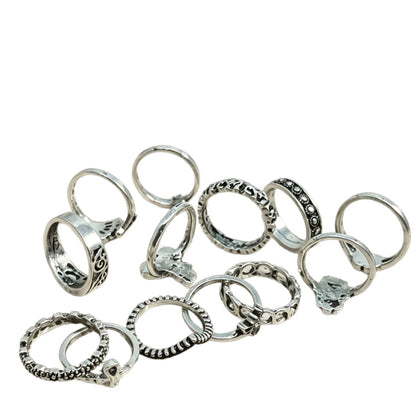 Unisex Crown Rings Set Of 13 Pieces Featuring Electroplated Alloy With Vintage Style