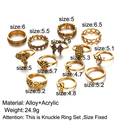 Unisex Crown Rings Set Of 13 Pieces Featuring Electroplated Alloy With Vintage Style