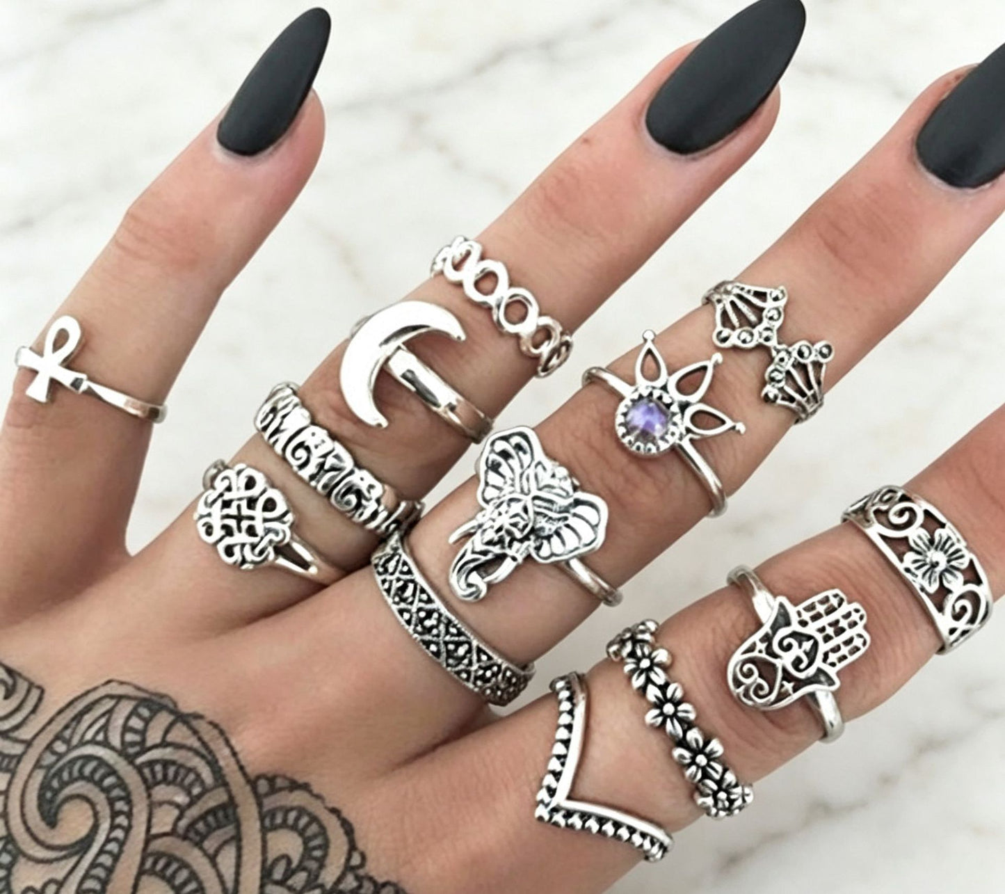 Unisex Crown Rings Set Of 13 Pieces Featuring Electroplated Alloy With Vintage Style