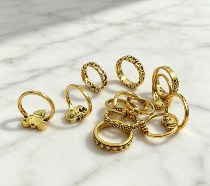 Unisex Crown Rings Set Of 13 Pieces Featuring Electroplated Alloy With Vintage Style