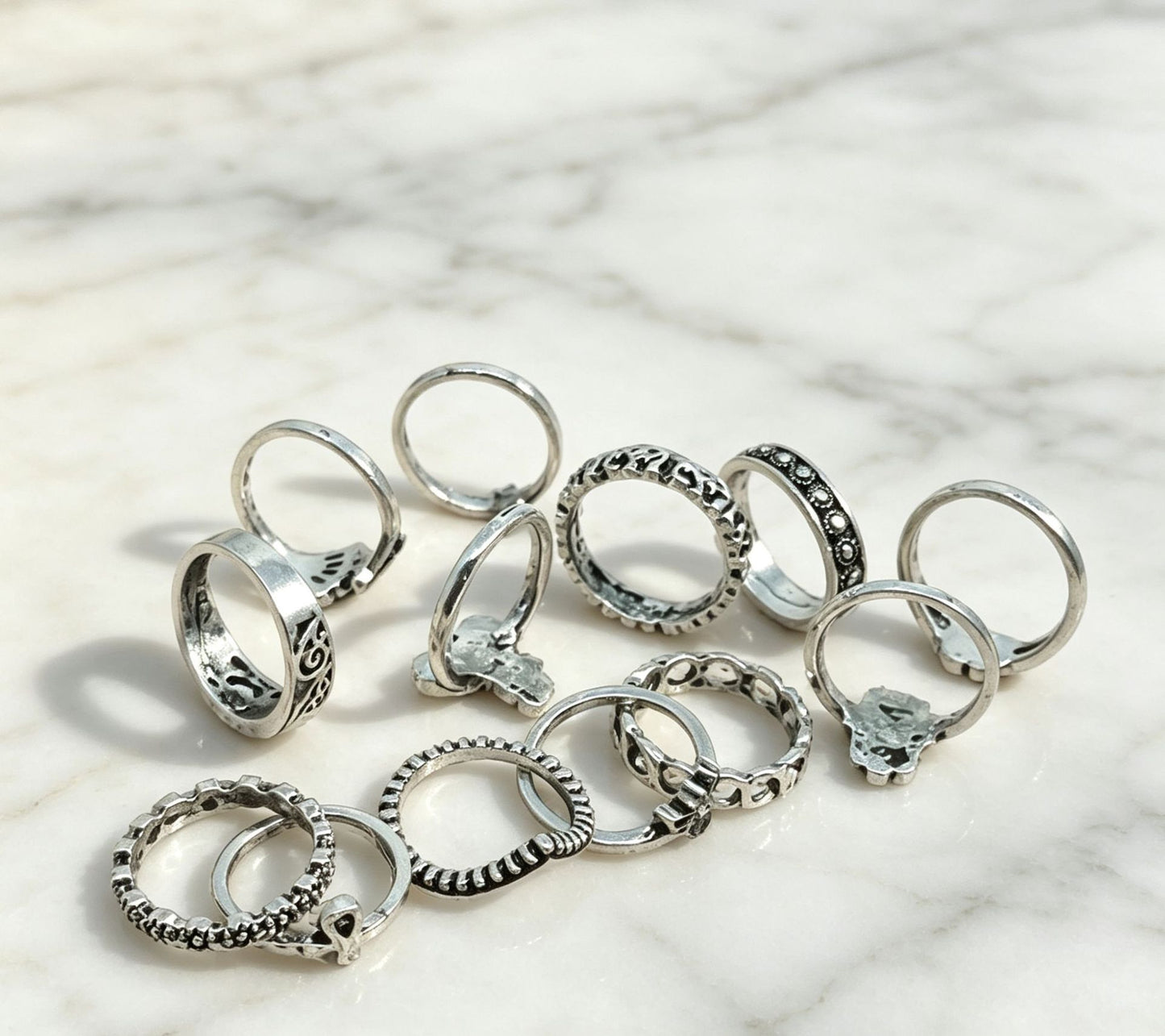 Unisex Crown Rings Set Of 13 Pieces Featuring Electroplated Alloy With Vintage Style