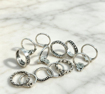 Unisex Crown Rings Set Of 13 Pieces Featuring Electroplated Alloy With Vintage Style
