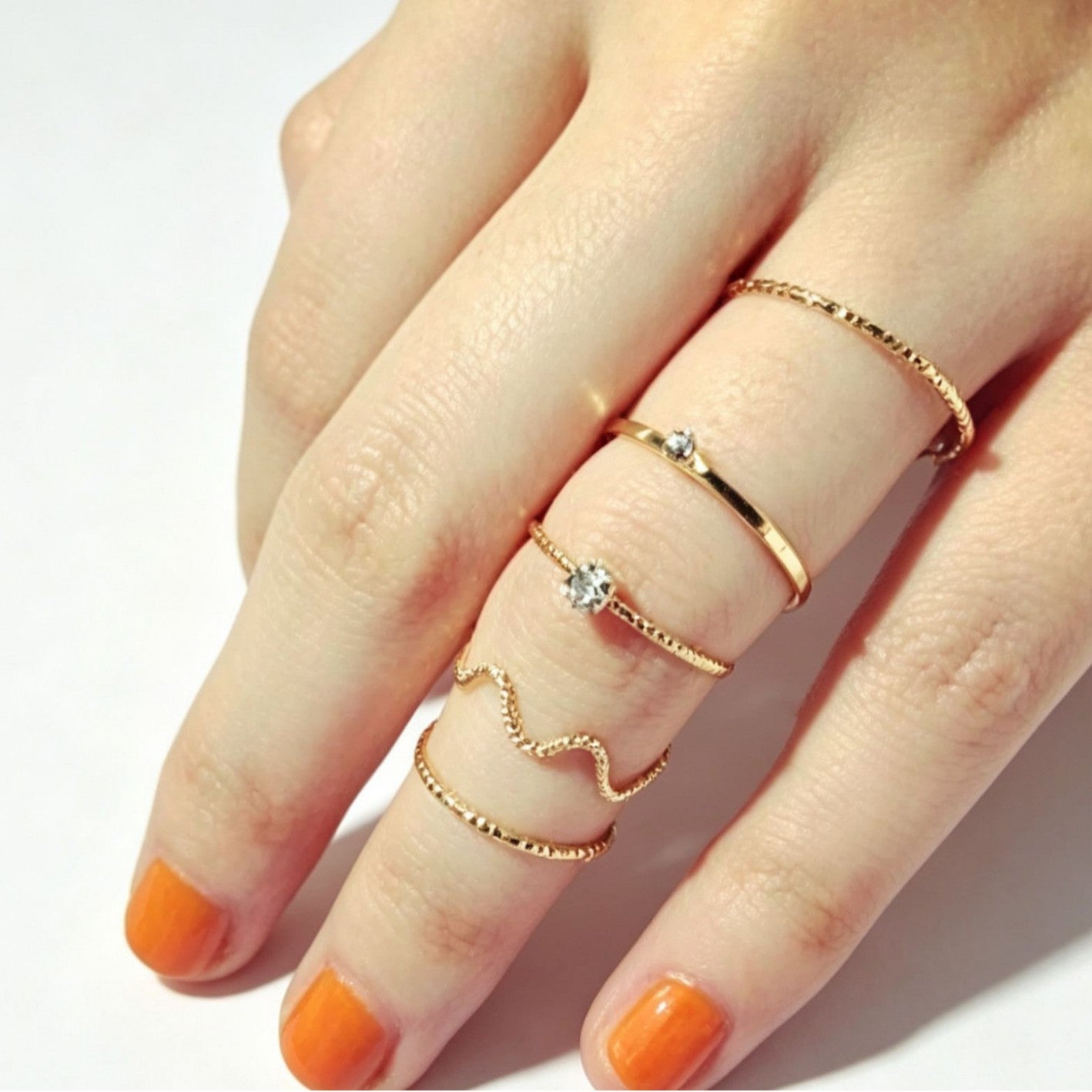 Waves For Women 5 Pieces Set Wave Rings In Gold Featuring Electroplated Alloy Material