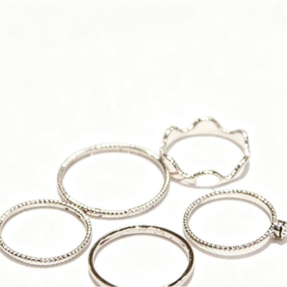 Waves For Women 5 Pieces Set Wave Rings In Gold Featuring Electroplated Alloy Material