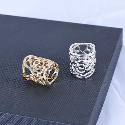 Rose Scarf Ring For Women In Gold Alloy, Elegant Accessory To Enhance Your Style