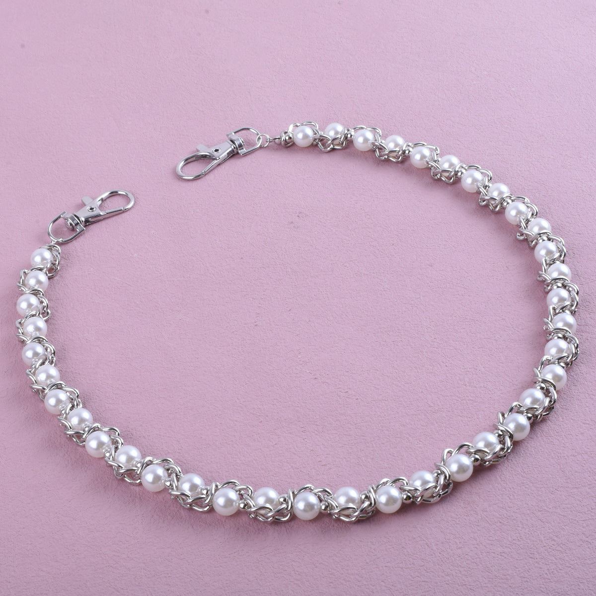 Men's Hip-Hop Metal Waist Chain With Pearl Detail In Gold