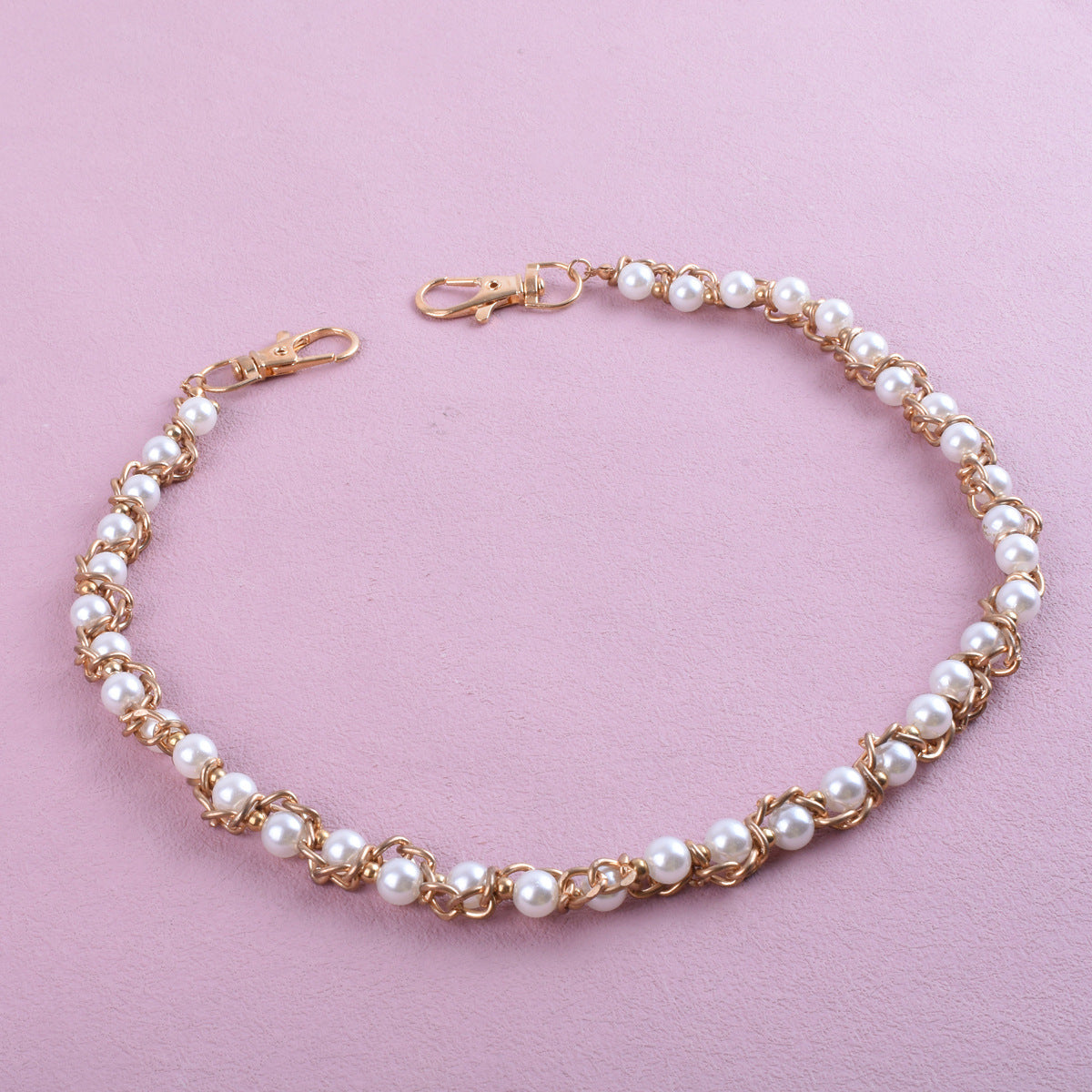 Men's Hip-Hop Metal Waist Chain With Pearl Detail In Gold