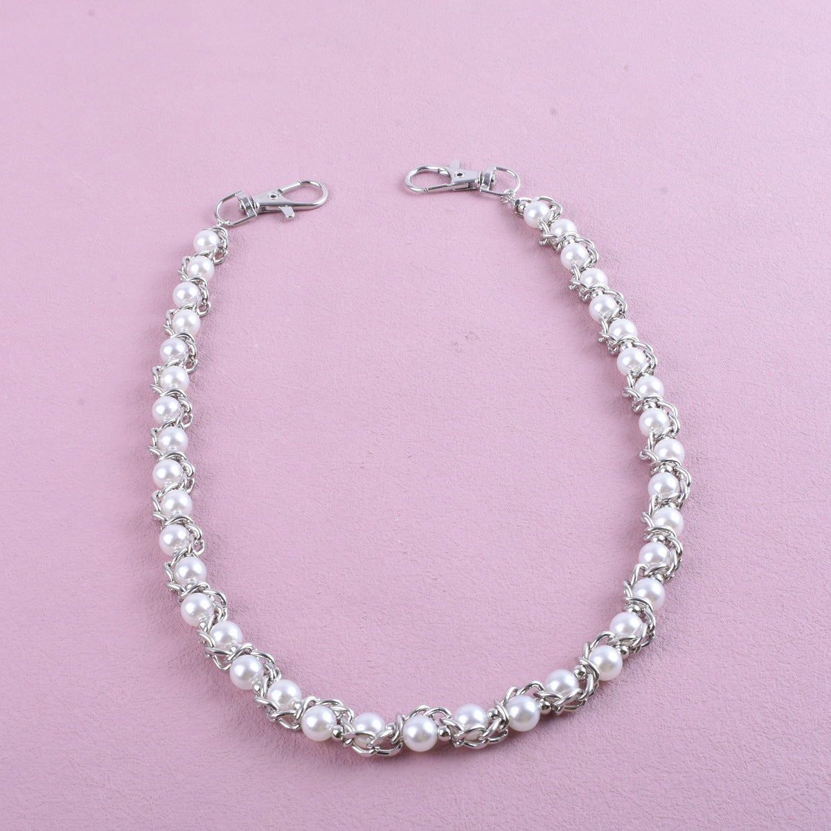 Men's Hip-Hop Metal Waist Chain With Pearl Detail In Gold