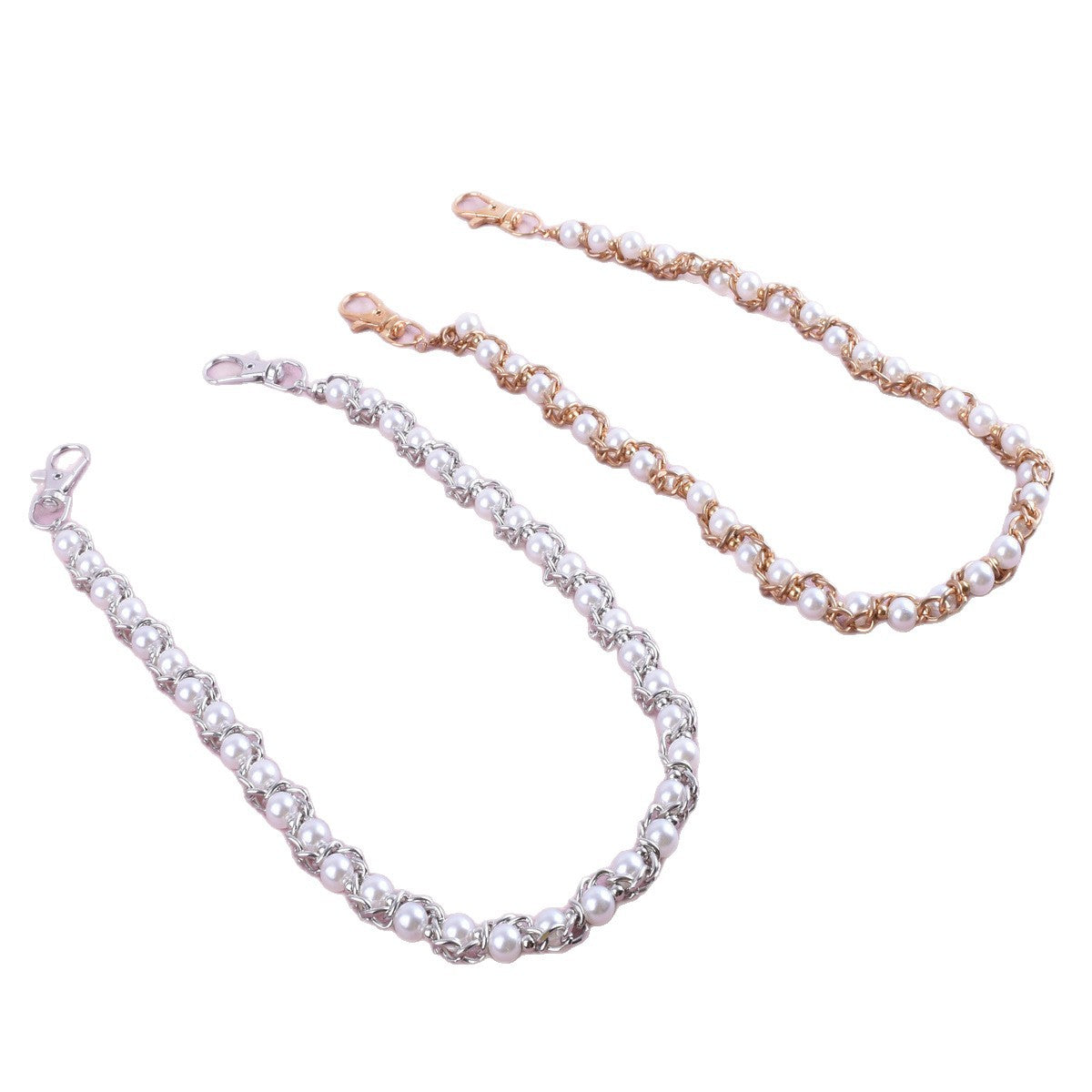 Men's Hip-Hop Metal Waist Chain With Pearl Detail In Gold