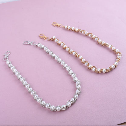 Men's Hip-Hop Metal Waist Chain With Pearl Detail In Gold