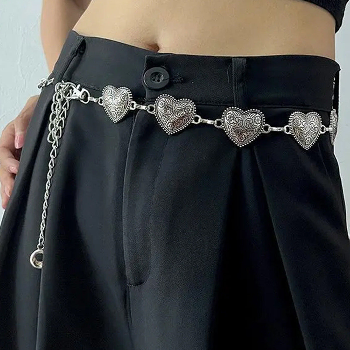 Original Design Heart Shape Waist Chain For Women In Silver Metal