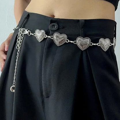 Original Design Heart Shape Waist Chain For Women In Silver Metal