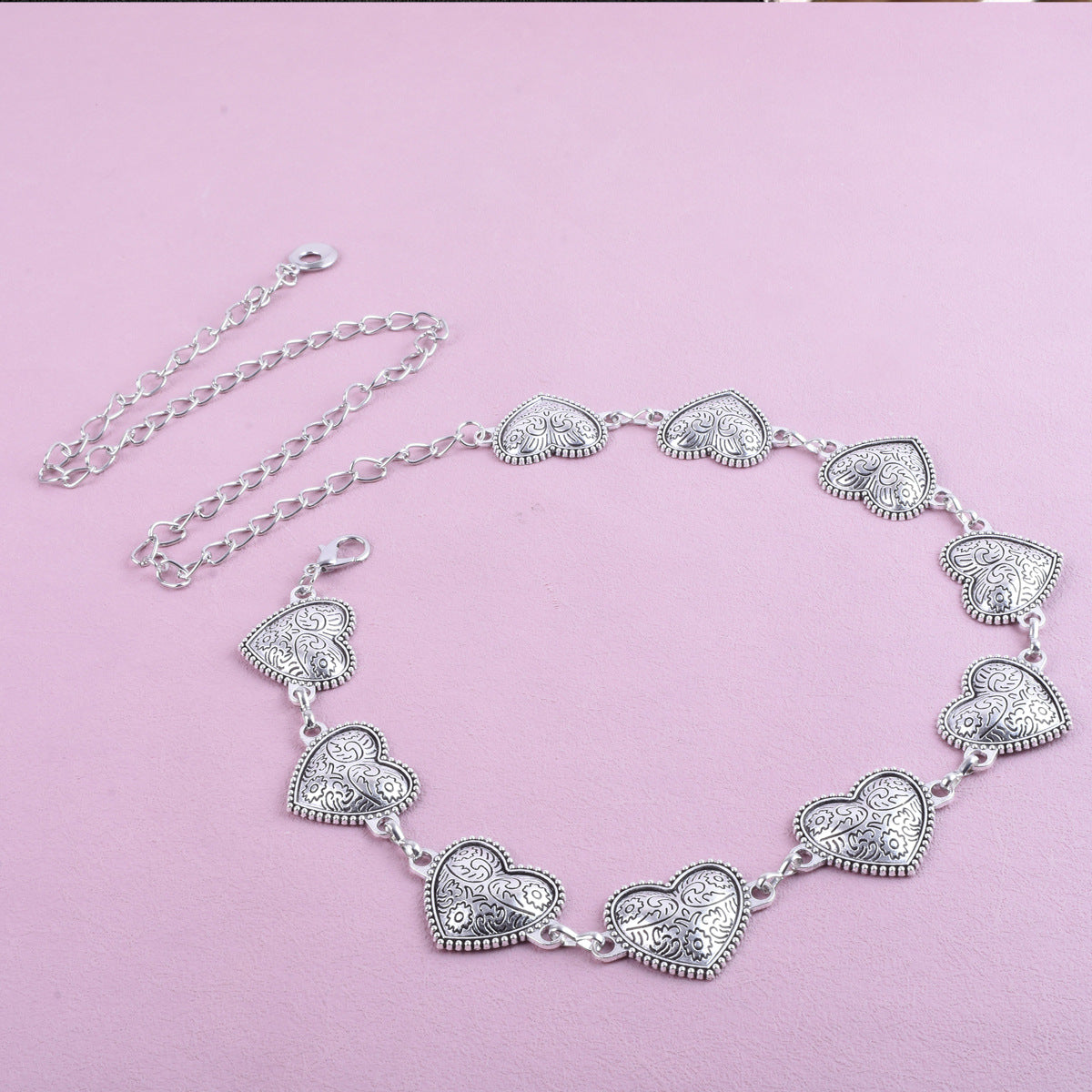 Original Design Heart Shape Waist Chain For Women In Silver Metal