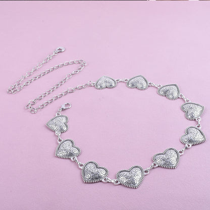Original Design Heart Shape Waist Chain For Women In Silver Metal