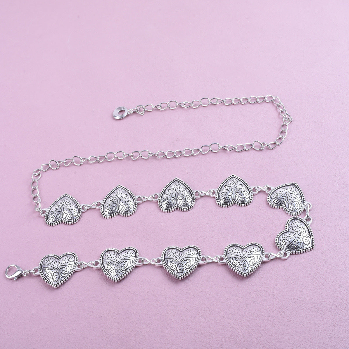 Original Design Heart Shape Waist Chain For Women In Silver Metal