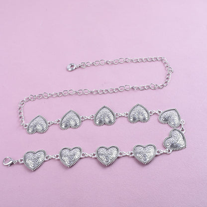 Original Design Heart Shape Waist Chain For Women In Silver Metal