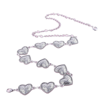 Original Design Heart Shape Waist Chain For Women In Silver Metal