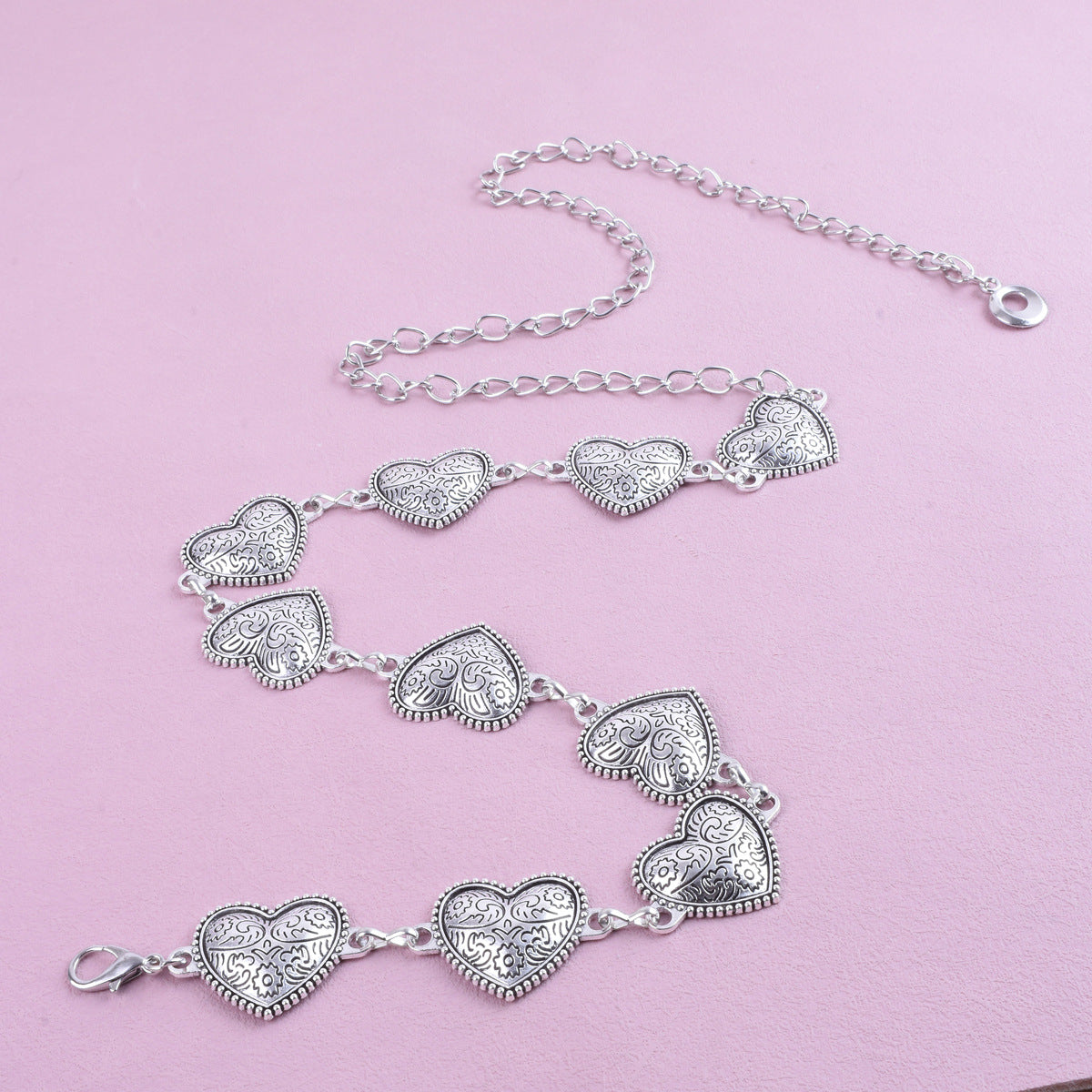 Original Design Heart Shape Waist Chain For Women In Silver Metal