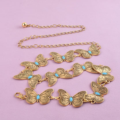 Original Design Butterfly Waist Chain For Women In Gold Metal