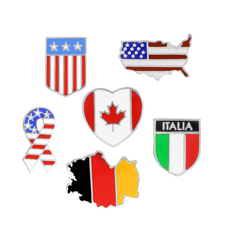 National Flag Pin Made Of Zinc Alloy Featuring Enamel Craftsmanship