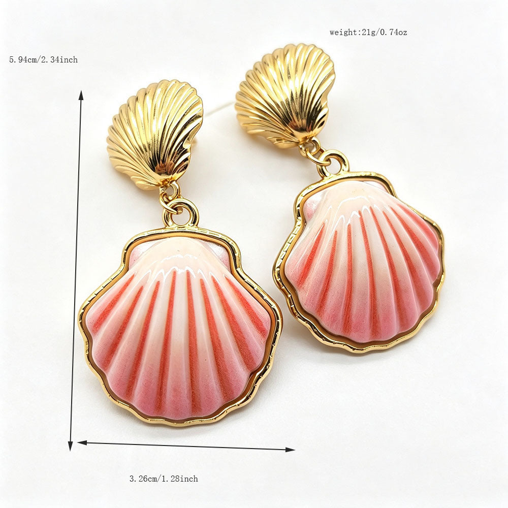 Sweet Flowers Enamel Earrings For Women In Colour With Resin And Shell Inlay