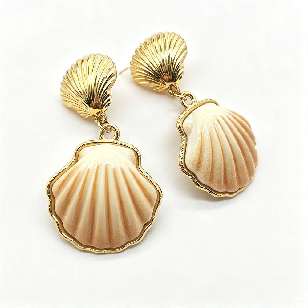 Sweet Flowers Enamel Earrings For Women In Colour With Resin And Shell Inlay