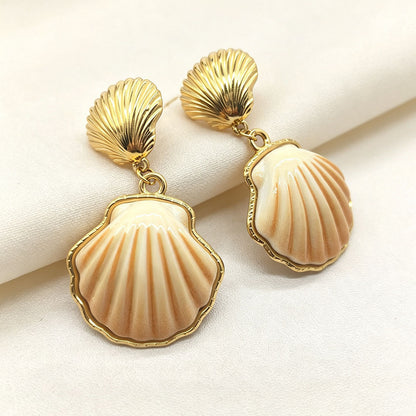 Sweet Flowers Enamel Earrings For Women In Colour With Resin And Shell Inlay