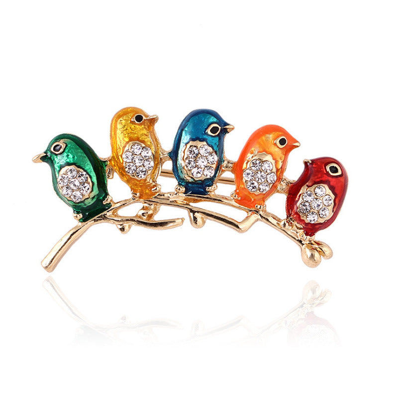 Bird Pin Made Of Alloy Featuring Enamel Craft In Colour