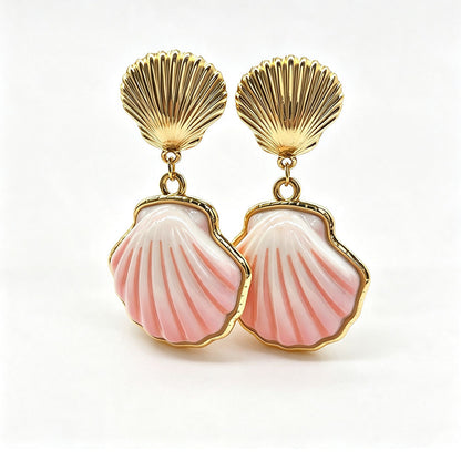 Sweet Flowers Enamel Earrings For Women In Colour With Resin And Shell Inlay