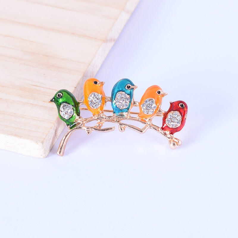Bird Pin Made Of Alloy Featuring Enamel Craft In Colour