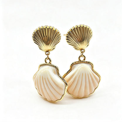 Sweet Flowers Enamel Earrings For Women In Colour With Resin And Shell Inlay