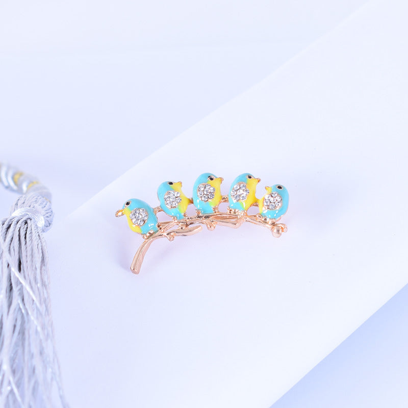 Bird Pin Made Of Alloy Featuring Enamel Craft In Colour