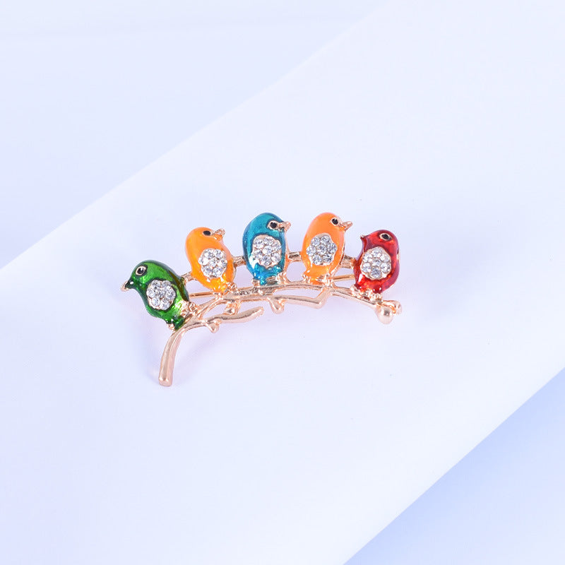 Bird Pin Made Of Alloy Featuring Enamel Craft In Colour