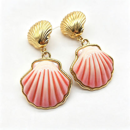Sweet Flowers Enamel Earrings For Women In Colour With Resin And Shell Inlay