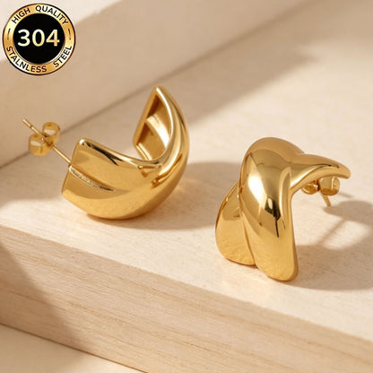 Geometric Hypoallergenic Stud Earrings In 304 Stainless Steel With 18K Real Gold PVD Coated Plating 0.03µm Thickness For Unisex