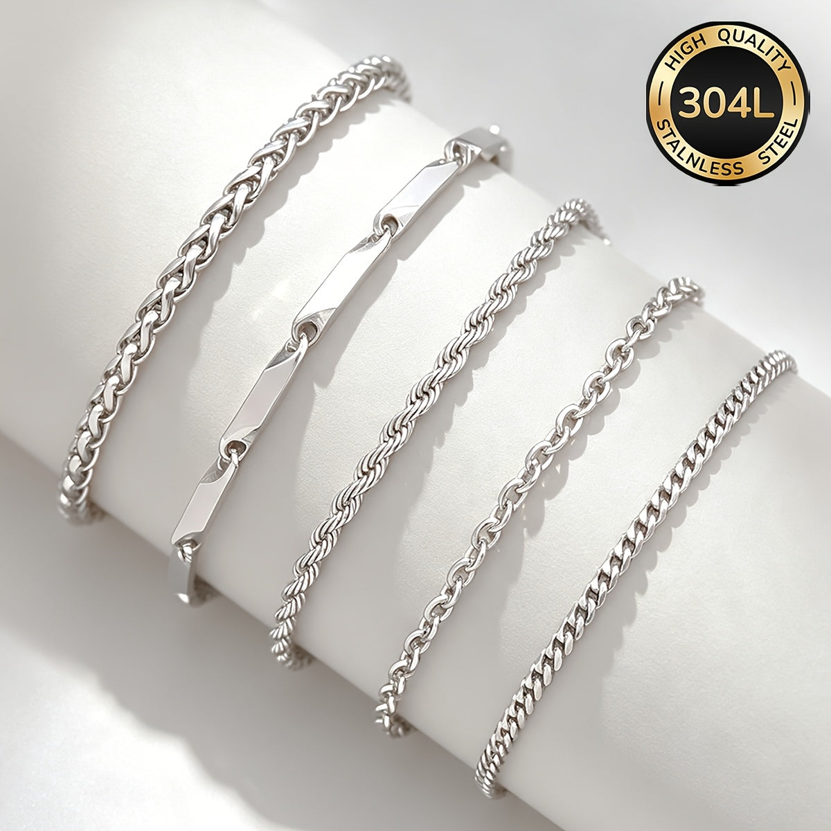 Handmade Men's Bracelet Featuring 304 Stainless Steel Cuban Link Chain And Curb Chain Design