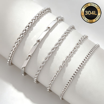 Handmade Men's Bracelet Featuring 304 Stainless Steel Cuban Link Chain And Curb Chain Design