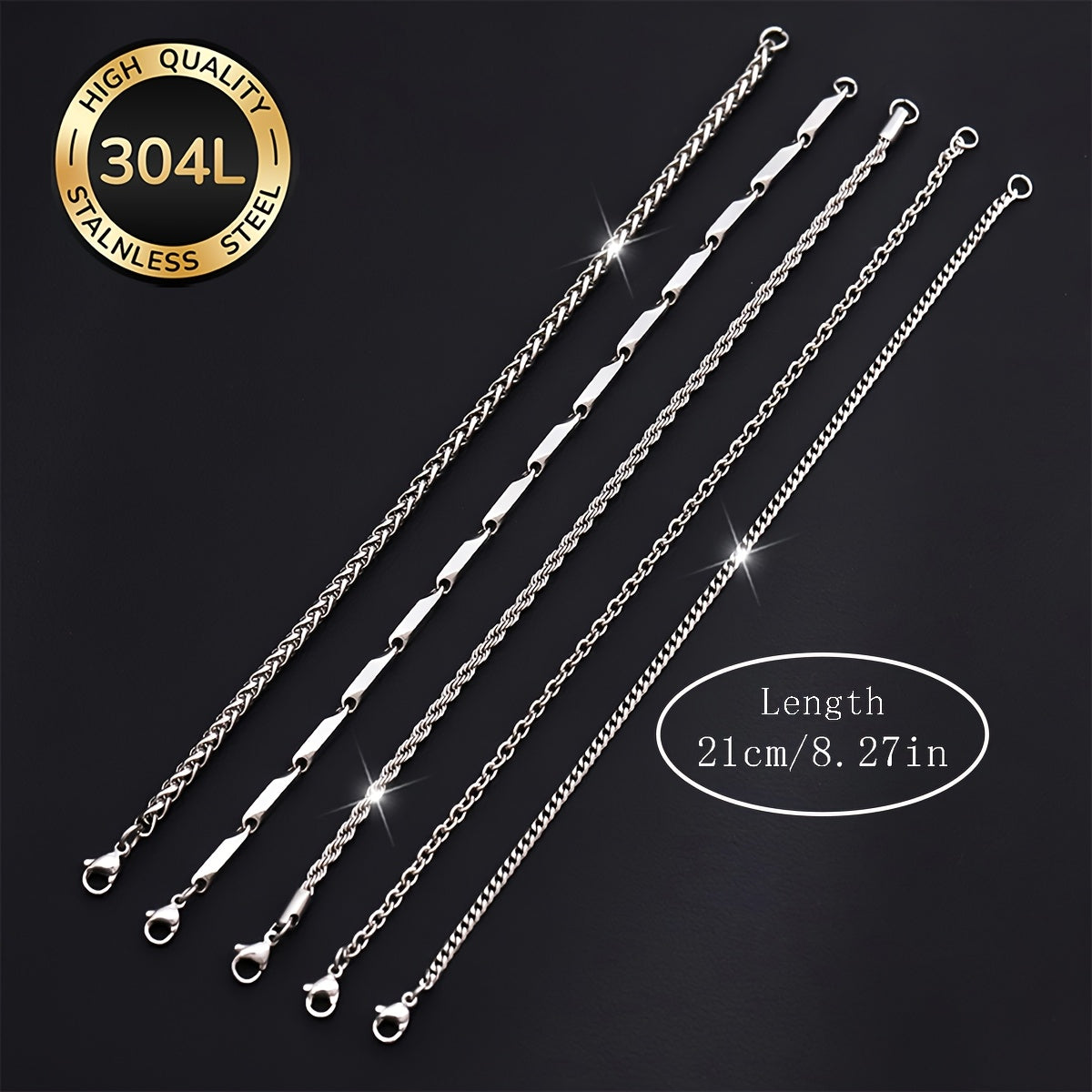 Handmade Men's Bracelet Featuring 304 Stainless Steel Cuban Link Chain And Curb Chain Design