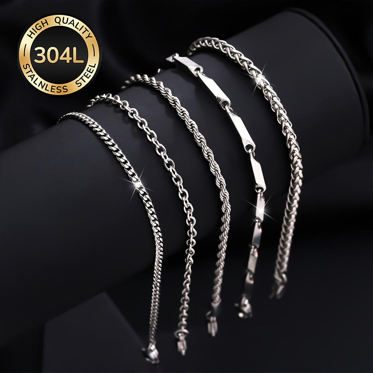 Handmade Men's Bracelet Featuring 304 Stainless Steel Cuban Link Chain And Curb Chain Design