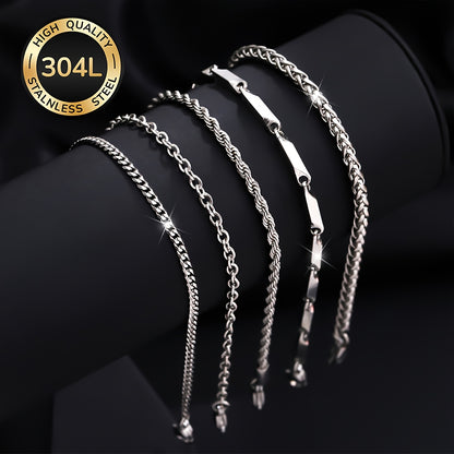 Handmade Men's Bracelet Featuring 304 Stainless Steel Cuban Link Chain And Curb Chain Design