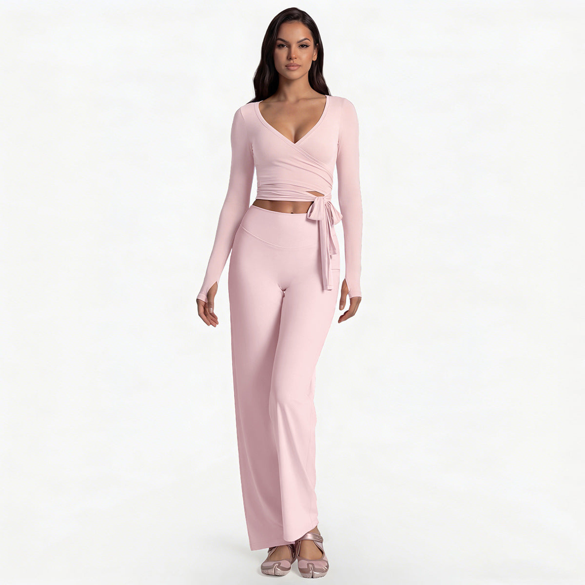 Full Length Sport Yoga Jumpsuit For Women In Stretchy Nylon Fabric Featuring Criss Cross Design With Long Sleeves