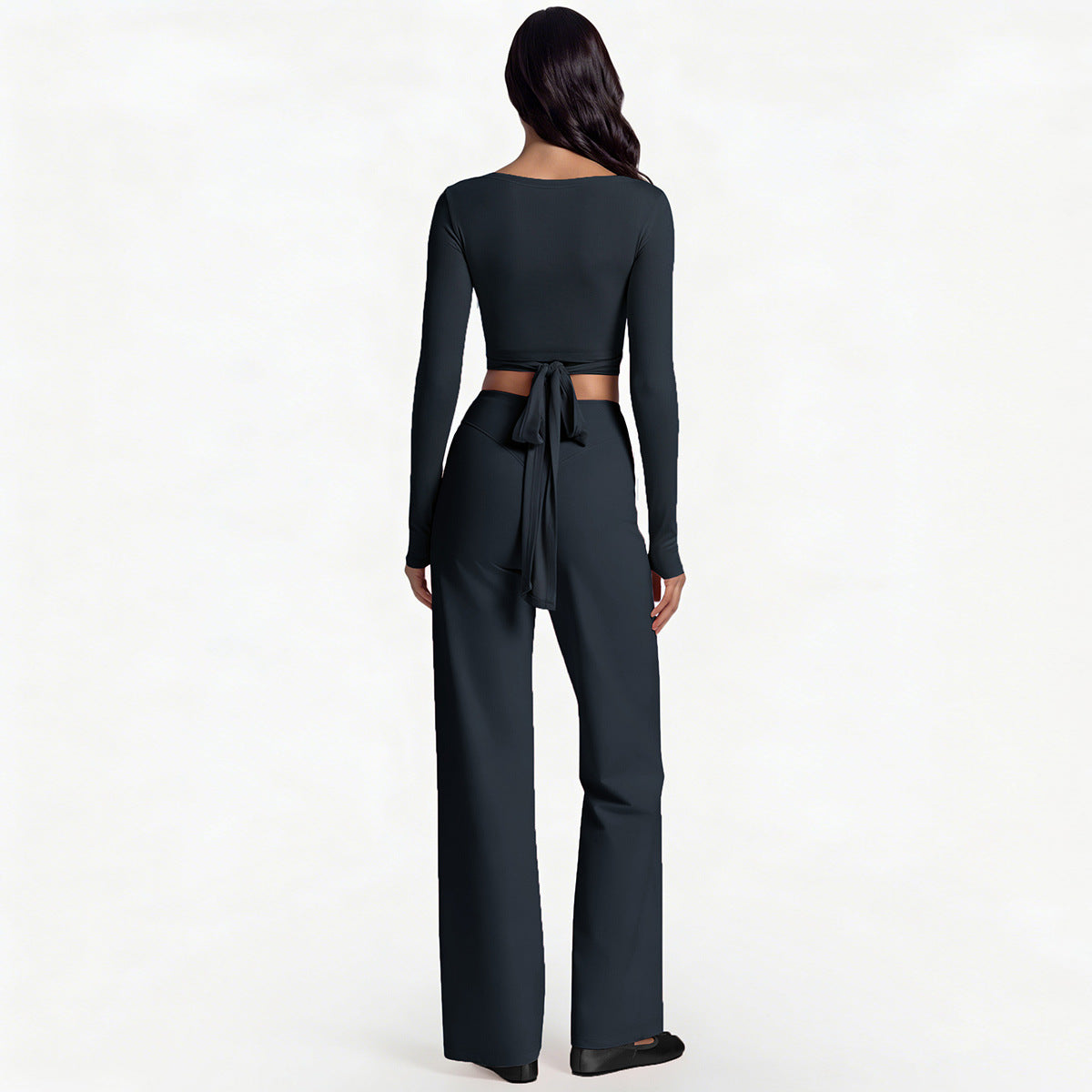 Full Length Sport Yoga Jumpsuit For Women In Stretchy Nylon Fabric Featuring Criss Cross Design With Long Sleeves