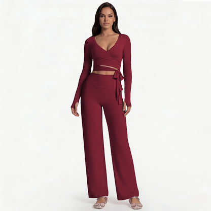 Full Length Sport Yoga Jumpsuit For Women In Stretchy Nylon Fabric Featuring Criss Cross Design With Long Sleeves