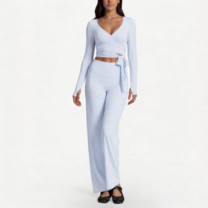 Full Length Sport Yoga Jumpsuit For Women In Stretchy Nylon Fabric Featuring Criss Cross Design With Long Sleeves