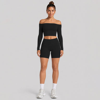 Sport Full Length Yoga Pants With High Elasticity Nylon Fabric, Slim Fit, Long Sleeve Design For Women