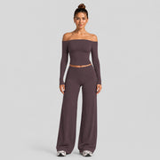 Straight-leg Pants Suit - Dark Brown