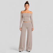 Straight-leg Pants Suit - Light Brown